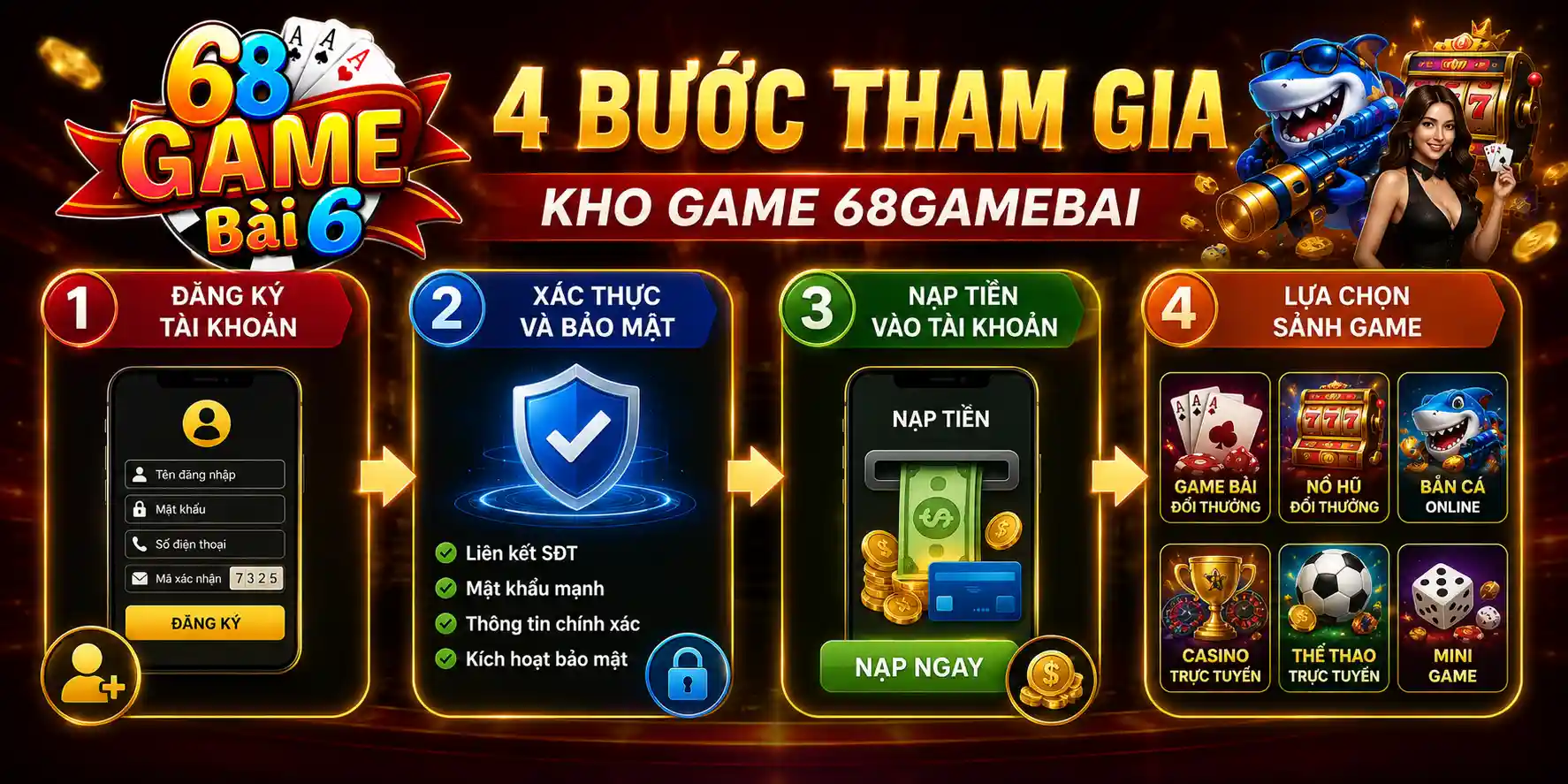 Hướng dẫn tham gia kho game 68GameBai cho người mới